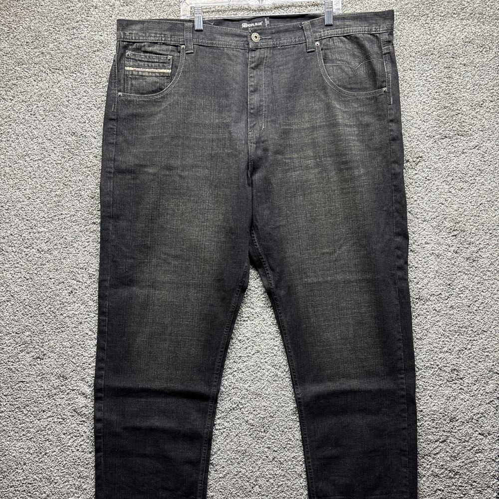 Royal Blue Jeans Men 46x34 Black Baggy Y2K Hip Hop Casual Skater Denim Retro